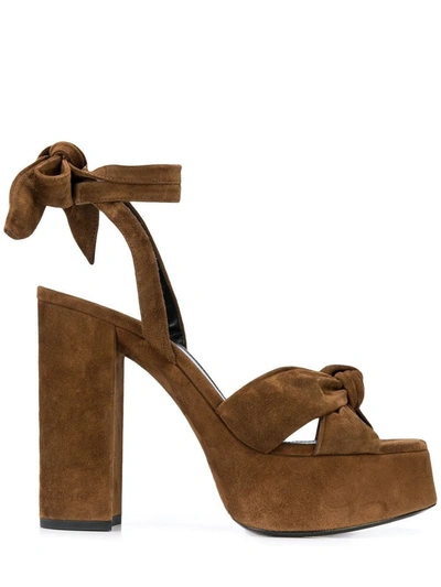 Shop Saint Laurent Bianca Suede Sandals In Brown