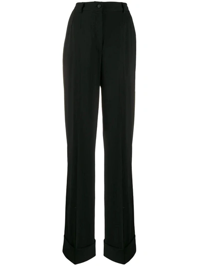 Shop Dolce & Gabbana Dolce E Gabbana Woolen Fabric Flare Pants In Black