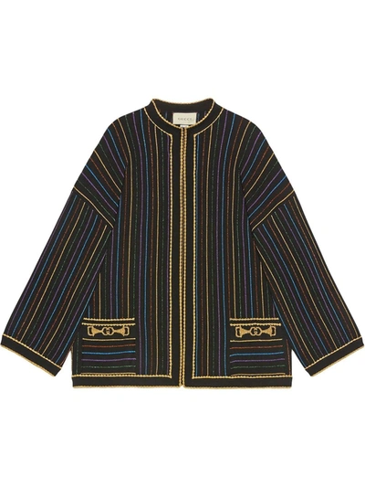Gucci Glitter Lamé Striped Jacket In Black | ModeSens