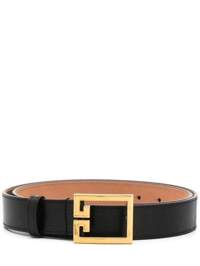 Shop Givenchy Double G Belt In Leather In Black