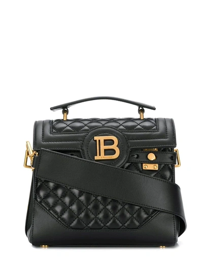 Shop Balmain Black Quilted Leather B-buzz 23 Bag