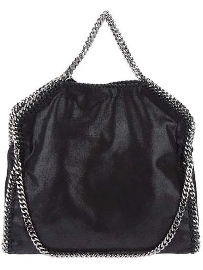 Shop Stella Mccartney Falabella Black Shoulder Bag With Silver Chain In Nero