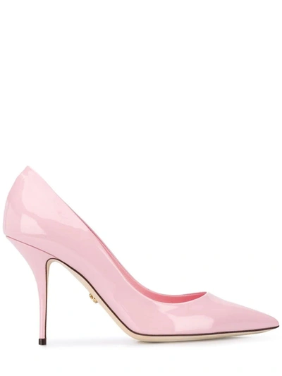 Shop Dolce & Gabbana Dolce E Gabbana Baby Pink Leather Pointed Toe Pumps