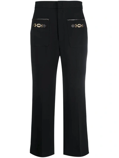 Shop Gucci Cropped Trousers In Black