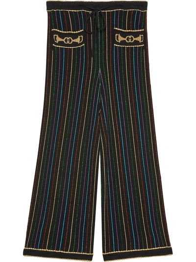 Shop Gucci Lamé Striped Wool Culotte Trousers In Black
