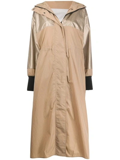 Shop Moncler Bronze Raincoat In Beige