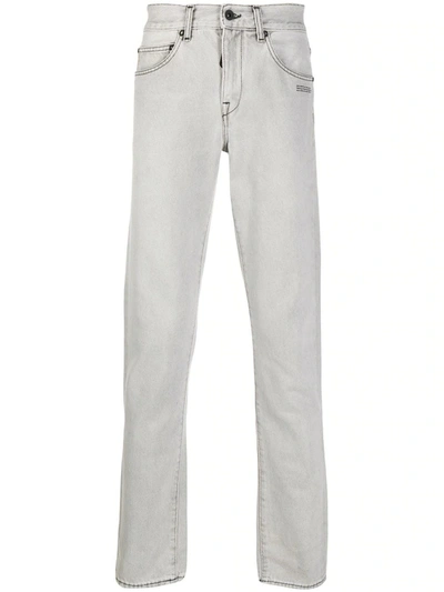 Shop Off-white Slim Jeans With Logo In Grey