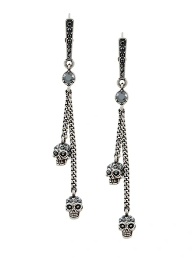 Shop Alexander Mcqueen Chain Skull Earrings In Silver