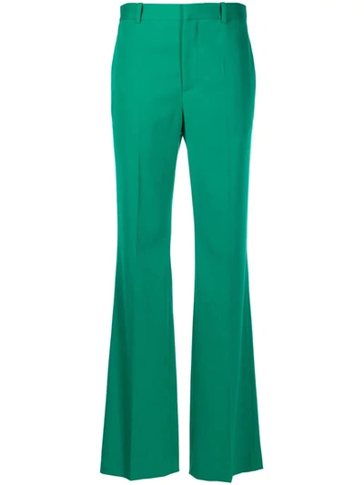 Shop Balenciaga Front Pleat Straight Trousers In Green