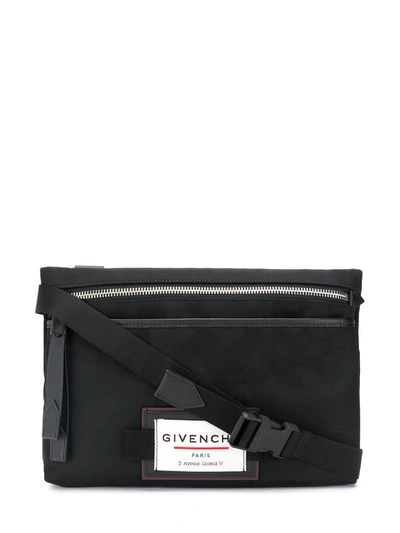 Shop Givenchy Downtown Flat Crossbody Bag In Nylon In Black