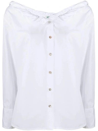 Shop Kenzo Folded-neck Shirt In White