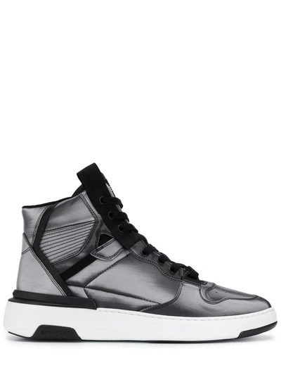 Shop Givenchy Wing High Sneakers In Holographic Canvas In Grey