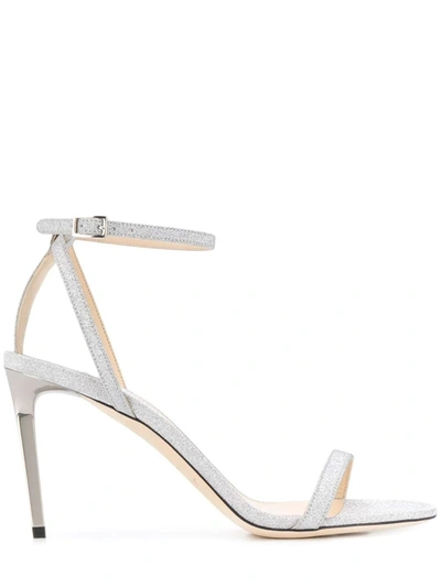 Shop Jimmy Choo Minny 85 Sandals In Silver