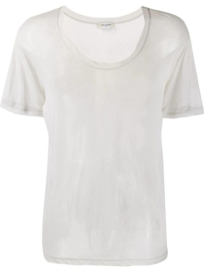 Shop Saint Laurent Sheer Relaxed T-shirt In Grey