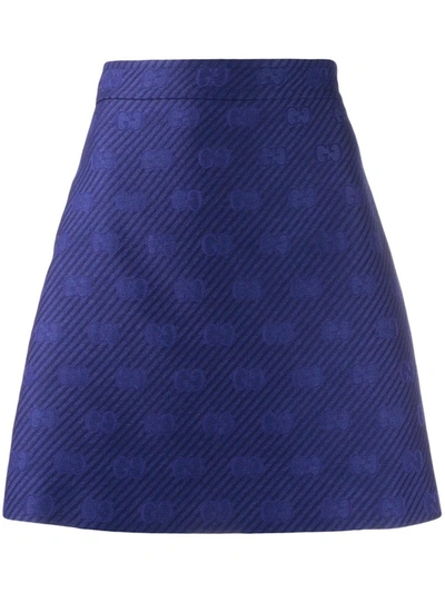 Shop Gucci Gg A-line Skirt In Blue