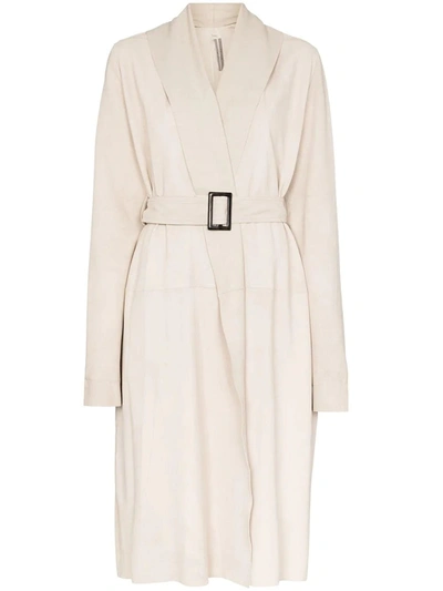 Shop Rick Owens Belted Coat In Beige