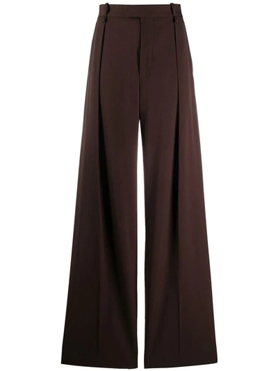 Shop Bottega Veneta Wide-leg Pleated Pants In Brown