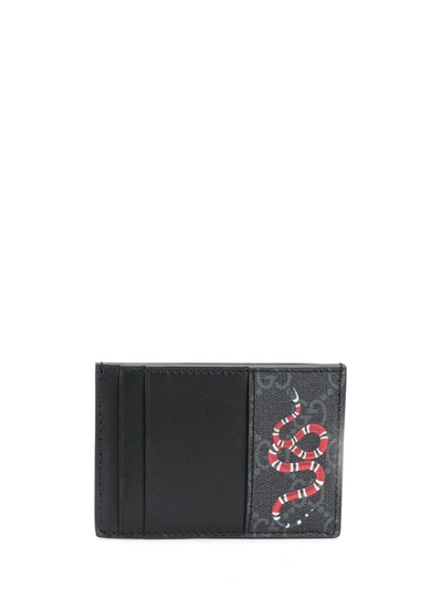 Shop Gucci Gg Supreme Kingsnake Card Case In Black