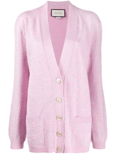 Shop Gucci Gg Sparkling Wool Cardigan In Pink