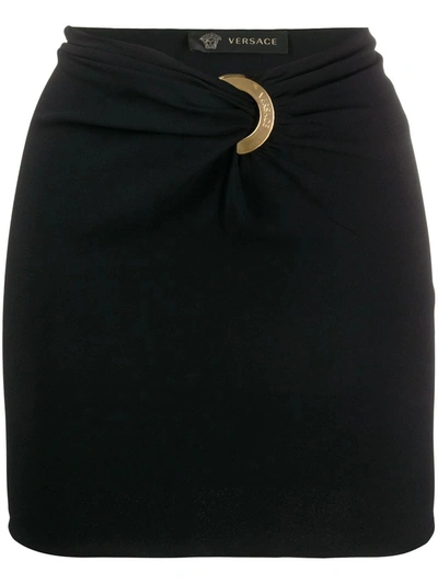 Shop Versace Draped Mini Skirt In Black