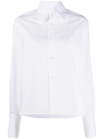 Shop Saint Laurent Pointed-collar Blouse In White