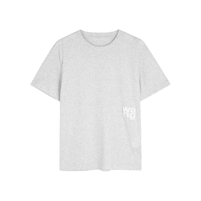 Shop Alexander Wang T Alexanderwang.t Light Grey Logo Cotton T-shirt