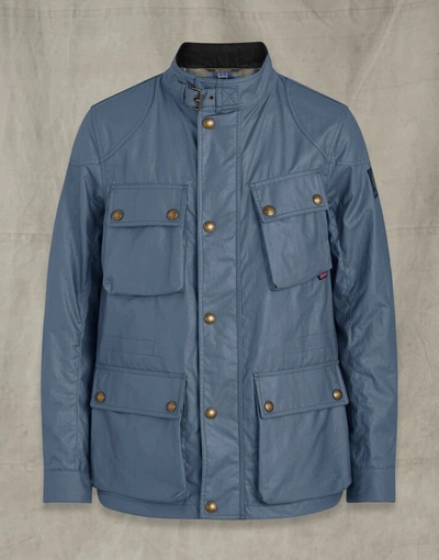 Shop Belstaff Fieldmaster Waxed Cotton Jacket In Blue