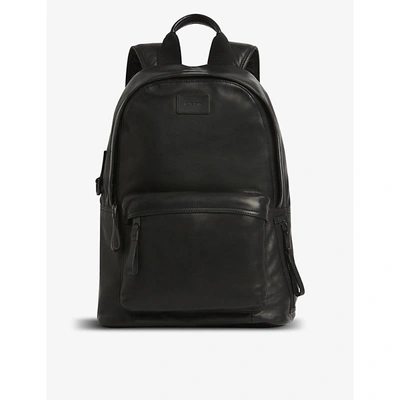 Shop Allsaints Mens Black Arena Leather Backpack 1 Size