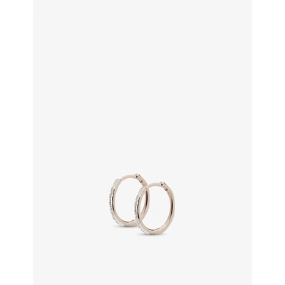 Shop Monica Vinader Riva Wave 18ct Rose-gold Vermeil And Diamond Earrings In Rose Gold