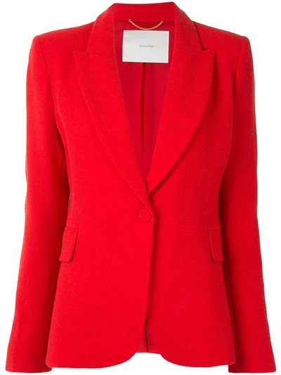 Shop Adam Lippes Single-breasted Wool Blazer In Red