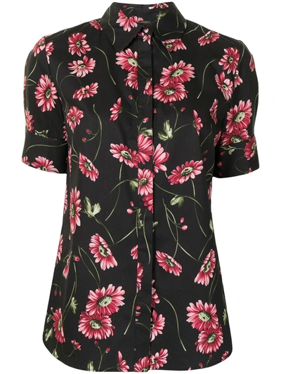 Shop Adam Lippes Floral-print Cotton Shirt In Black