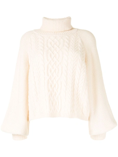 Shop Adam Lippes Cable-knit Jumper In Neutrals