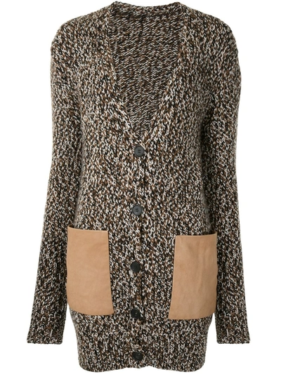 Shop Adam Lippes Marled Cashmere Cardigan In Brown
