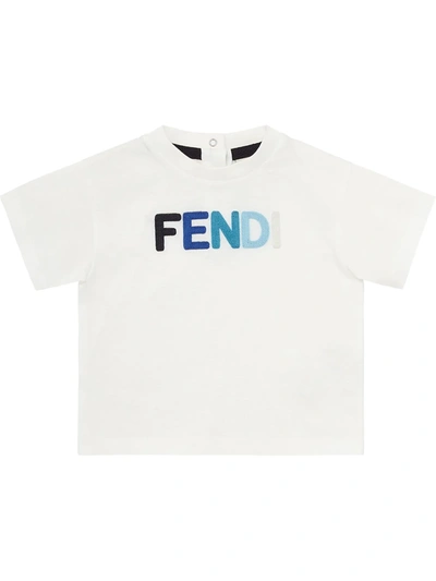 Shop Fendi Raised Logo Round-neck T-shirt In White