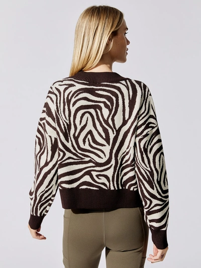 Shop Carbon38 Zebra Jacquard Sweater - Brown - Size Xs
