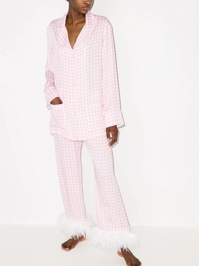Shop Sleeper Party Feather-trim Two-piece Pyjamas In Pink