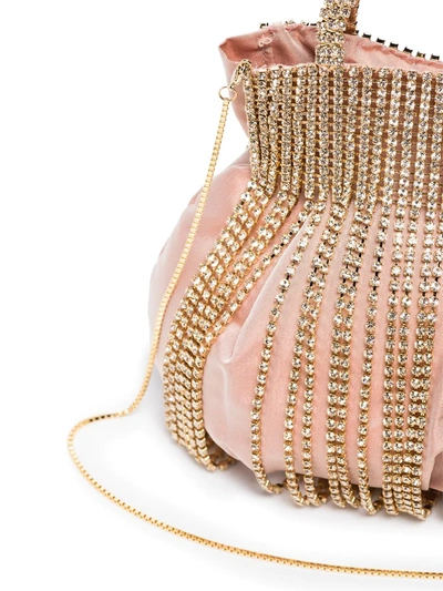 Shop Rosantica Follie Fringed-crystal Mini Bag In Pink