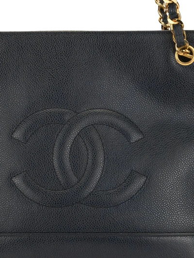 Pre-owned Chanel Cc Caviar Leather Shoulder Bag In Blue