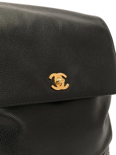 Pre-owned Chanel 1997 Triple Cc Backpack In Black