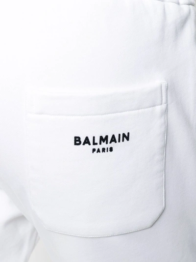 Shop Balmain Rib-panel Skinny Track Pants In White