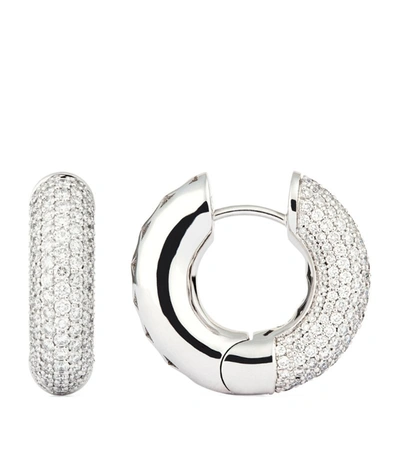 Shop Engelbert White Gold And Diamond Absolute Creoles Earrings