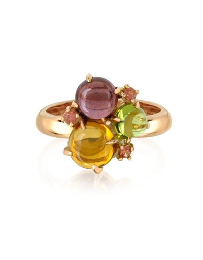 Shop Mia & Beverly Designer Rings Gemstones 18k Rose Gold Ring In Rouge