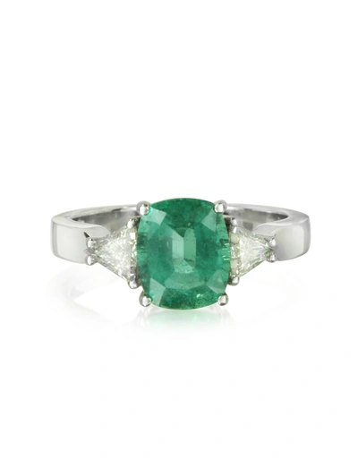 Shop Forzieri Designer Rings Emerald And Diamond White Gold Ring In Vert