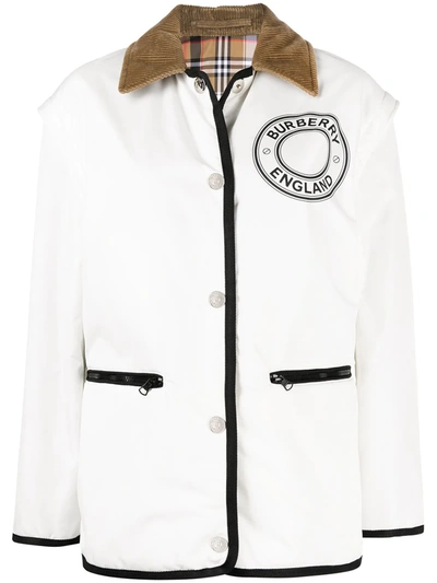 Shop Burberry Reversible Logo-print Jacket In Weiss
