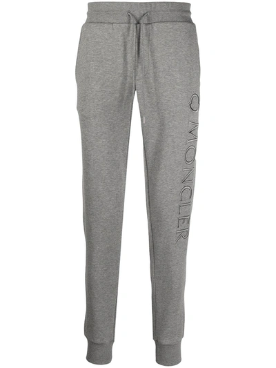 Shop Moncler Logo-embossed Track Pants In Grey