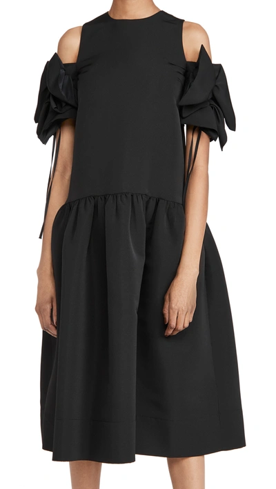 Shop Victoria Victoria Beckham Gathered Detail Cold Shoulder Dress In Black