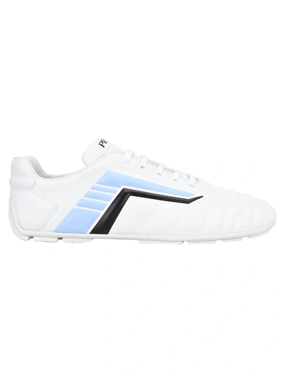 Shop Prada Race Sneakers In White Light Blue