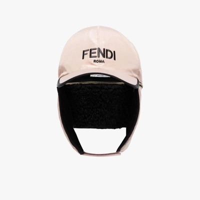 Shop Fendi Pink Logo Earmuff Baseball Cap