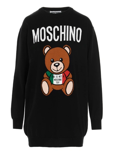 Shop Moschino Teddy Italia Sweater In Black