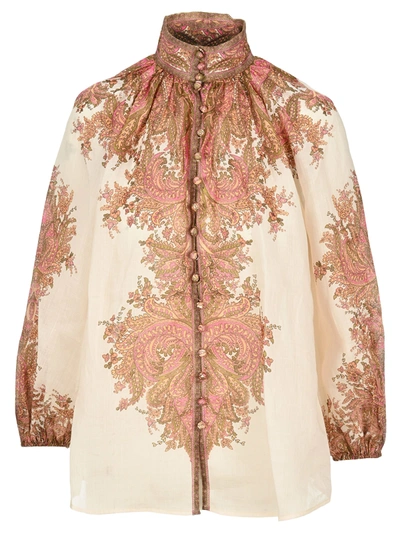 Shop Zimmermann The Brighton Paisley Blouse In Pasley Sorbet